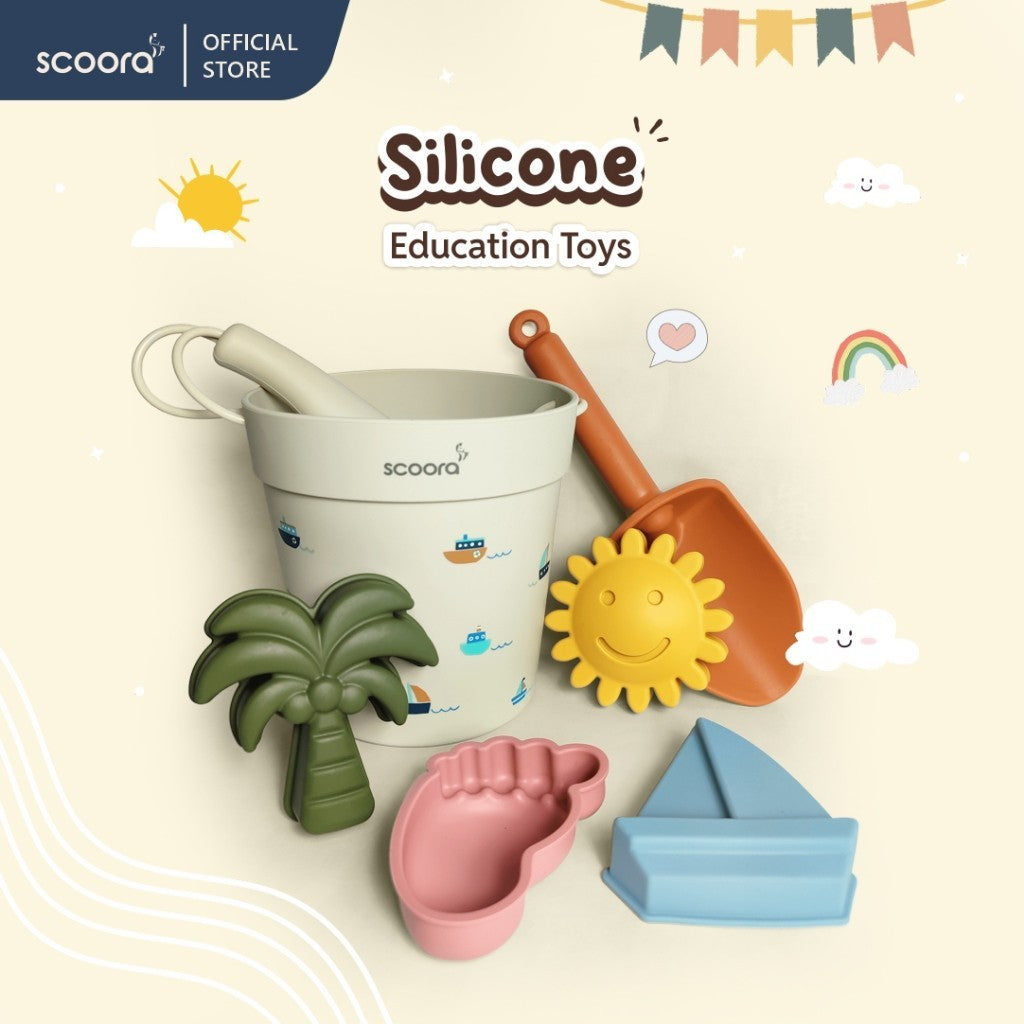 SCOORA Premium Silicone Beach Bucket Sand Toys Silikon Mainan Cetakan Pasir