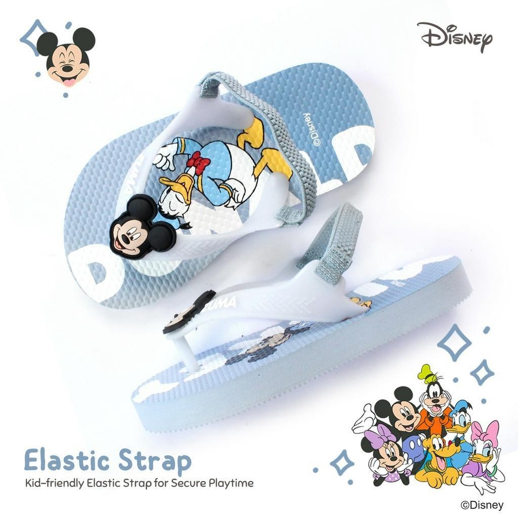 Zuma Baby x Mickey & Friends Blue, Sandal Jepit Bayi Karet Tali Belakang, Biru