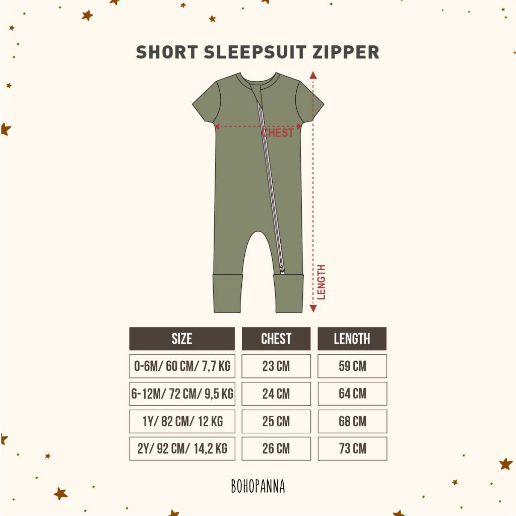 BOHOPANNA - SHORT SLEEPSUIT ZIPPER - Baju Tidur Anak