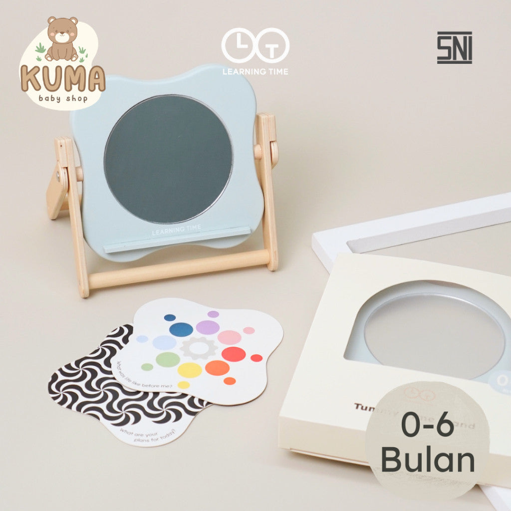 Learning Time Tummy Time Stand - Kartu Warna Kontras & Kaca Untuk Tummy Time Newborn Usia 0-6 Bulan
