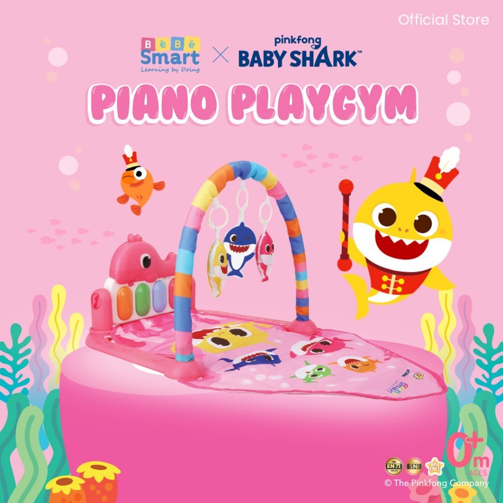 BEBE SMART Pink fong Baby Shark Baby Play Gym / Play Gym Bayi / Playmate Bayi / Piano Playmat / Piano Playgym