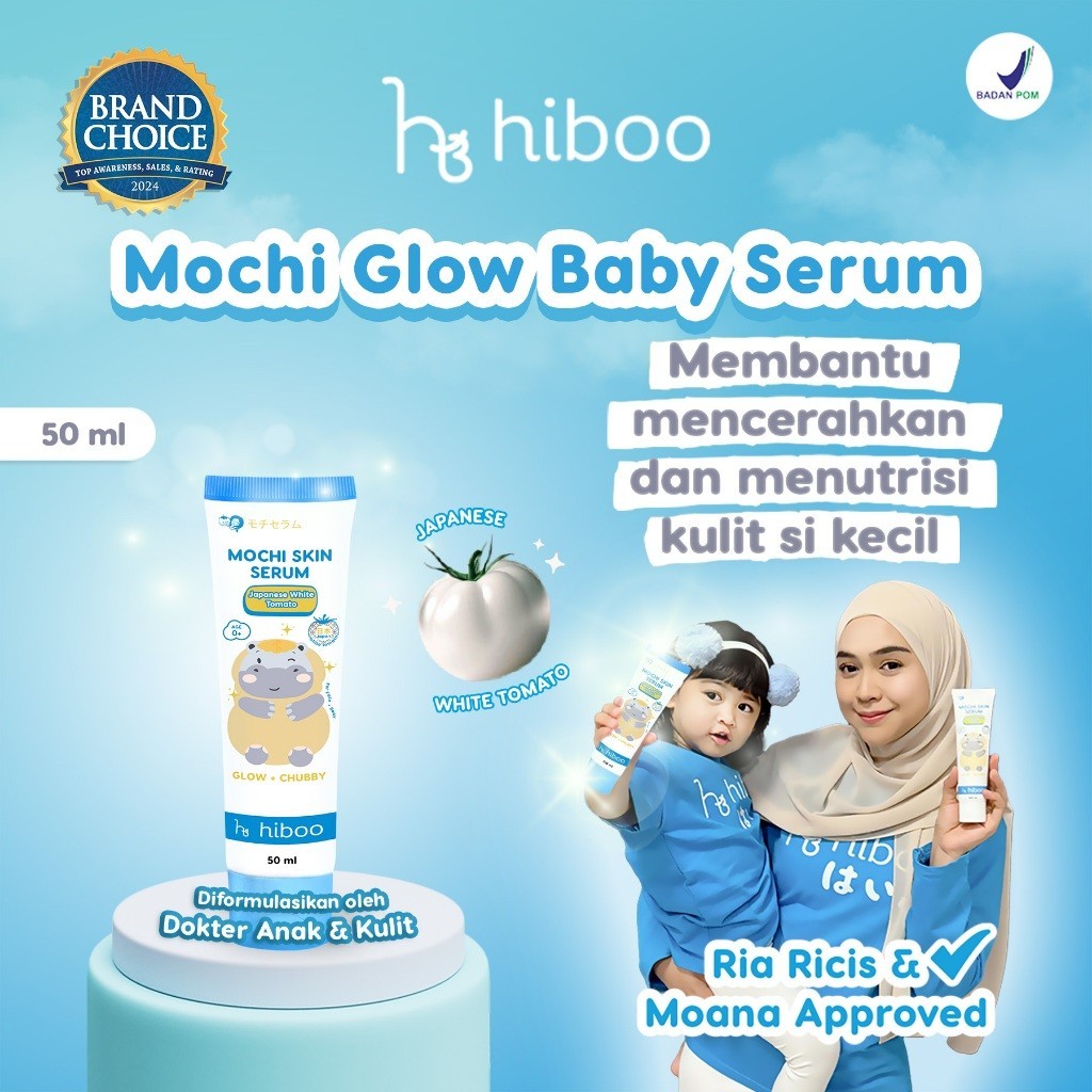 Hiboo Mochi Glow Baby Serum with Japanese White Tomato 2 in 1 Face Cream Bayi & Body Lotion Bayi 50 ml - Skincare Bayi Newborn Cream Wajah Bayi Whitening Cream C22