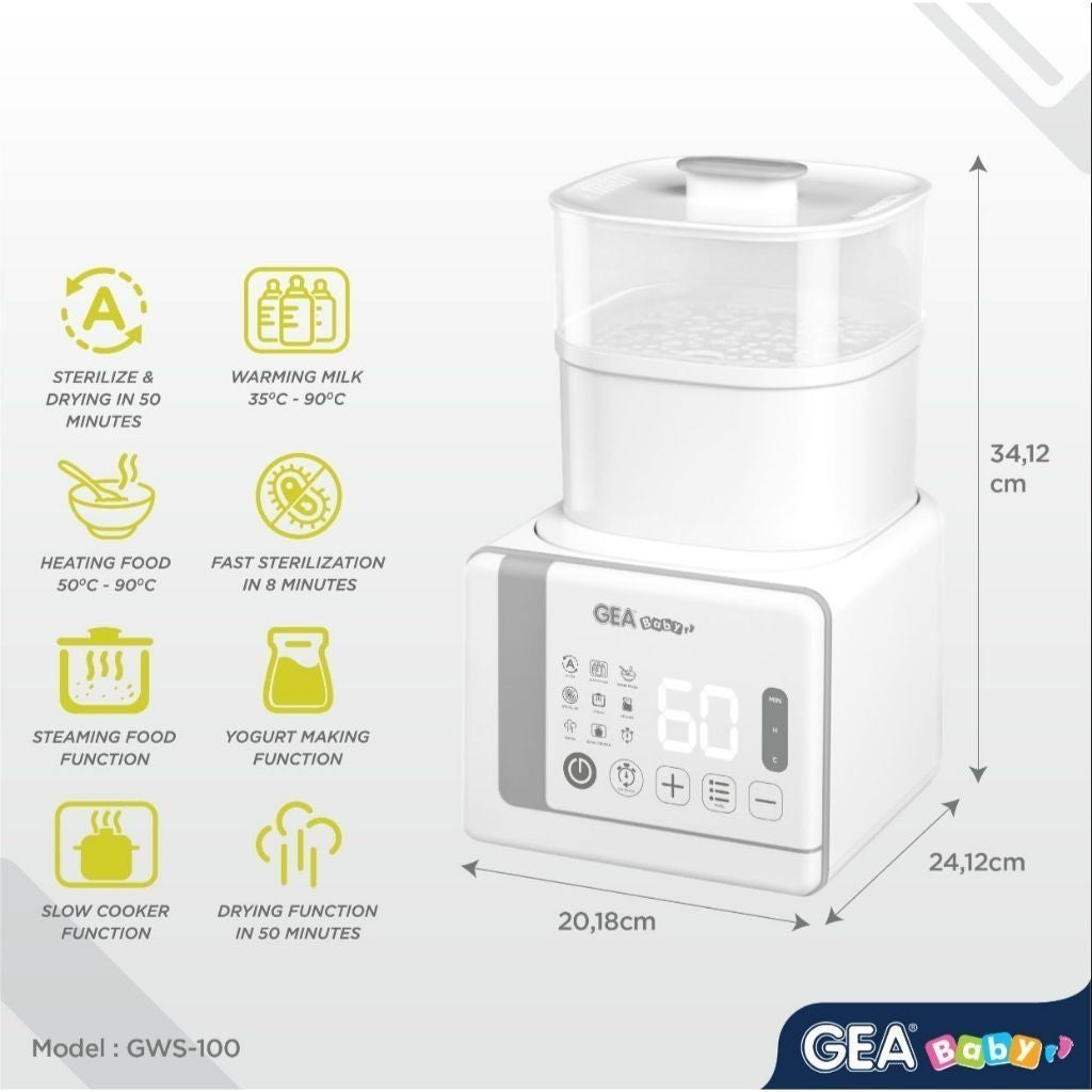 GEA Baby Multifunction Warmer Sterilizer Dryer  GWS 100 / penghangat susu / sterilisasi / slow cooker GWS-100 Steril