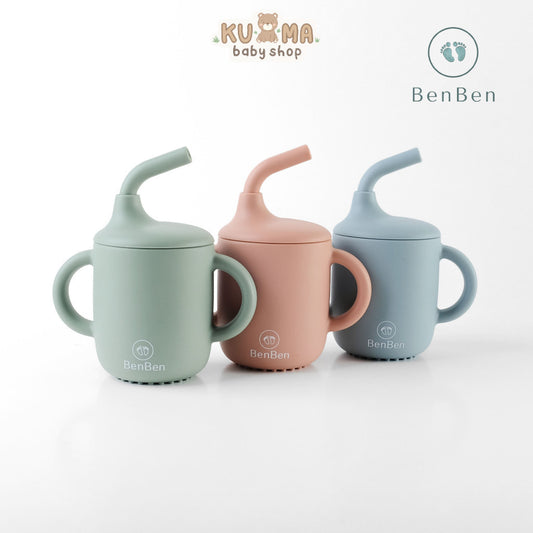 BenBen Premium Silicone Sippy Cup with Handle Gelas Minum Bayi Anak Latihan