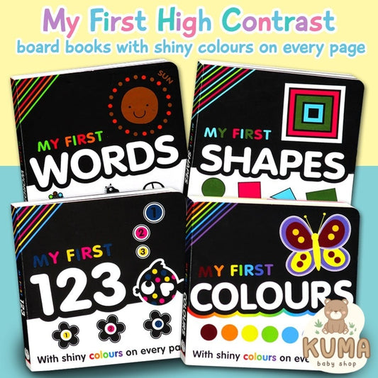 [Autumn] My First High Contrast Board Books (123 / Colours / Shapes / Words) with shiny colours on every page