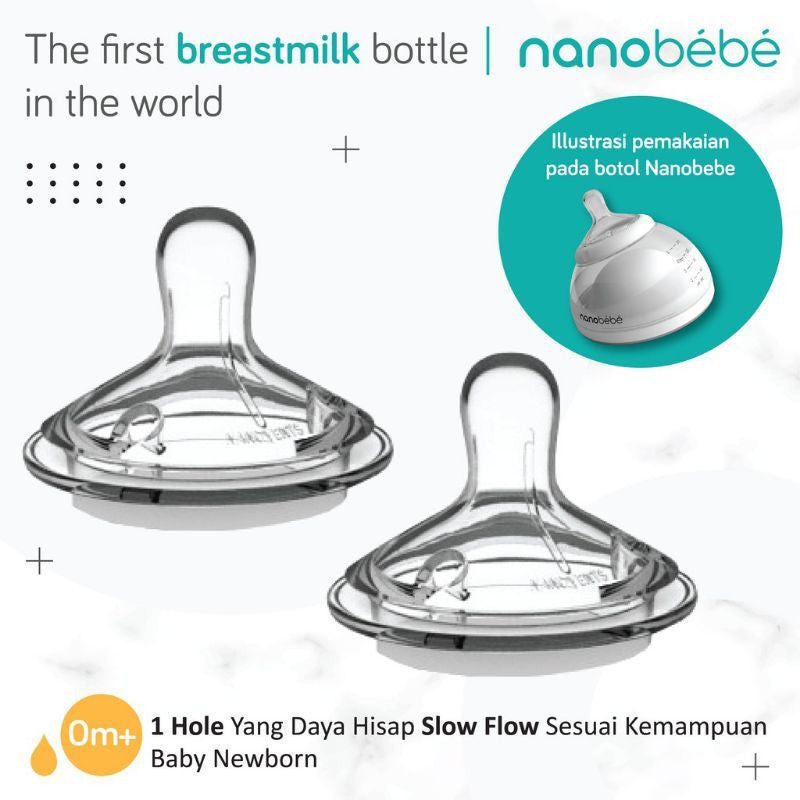 NANOBEBE replacement nipple (isi 2 dot)  / NANO BEBE nipple botol susu / dot botol susu nanobebe / twinpack / preemie / 3m+ / Y - Cut / 0m+ / baru lahir / prematur / 6m+
