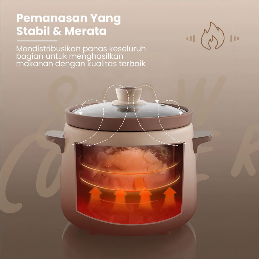 Emily Slow Cooker Claypot 1.5L - Slow Cooker Tanah Liat Baby & Family Food Maker | Panci Tanah Liat | MPASI Cooker | Panci MPASI ESC 39008