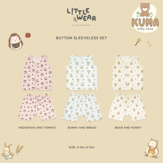 Little Wear Button Sleeveless Set 23.0 by Little Palmerhaus (Setelan Baju Anak Lengan Buntung)
