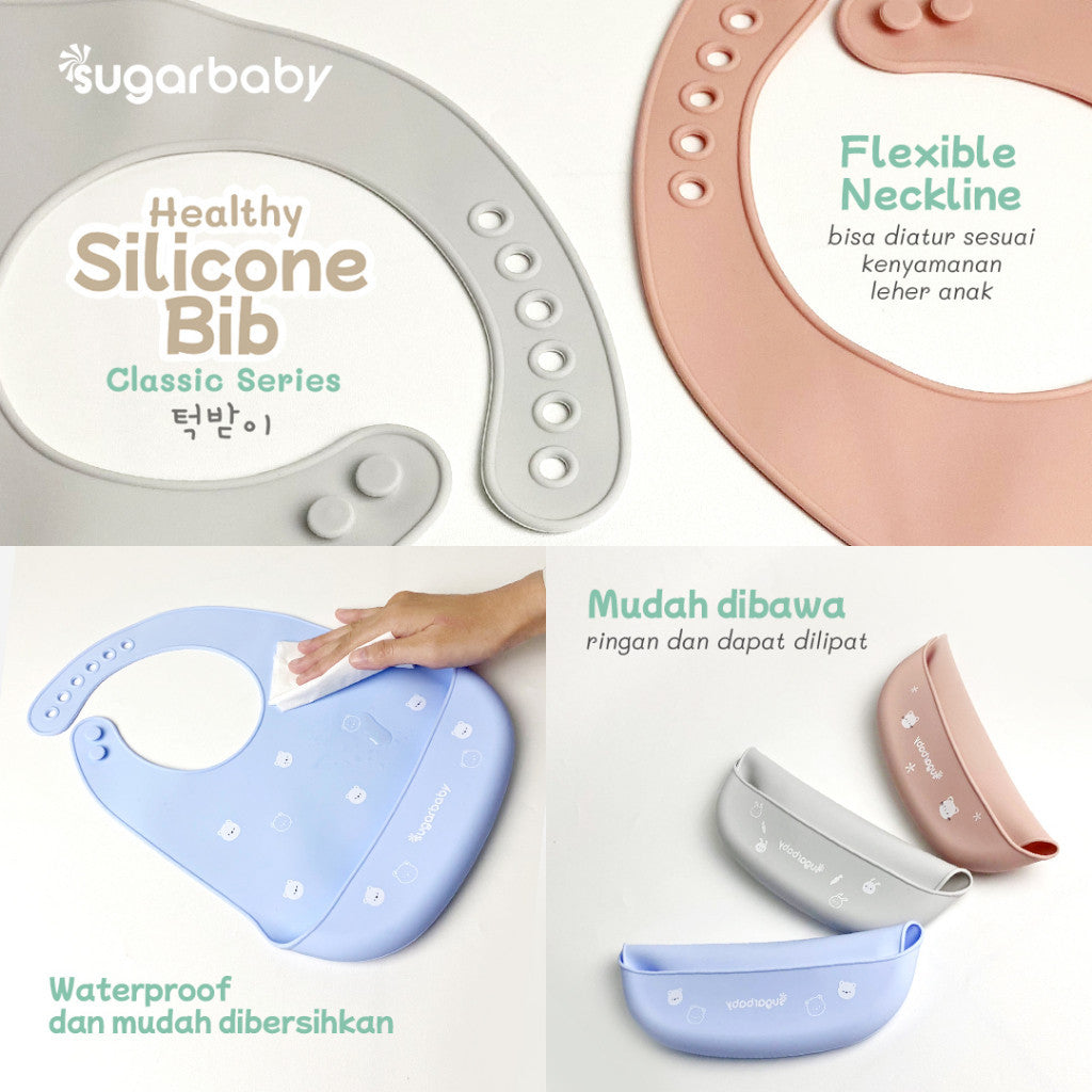 Sugar Baby Premium Silicon Bib (K-series) FDA Food Grade Celemek Mpasi Bib