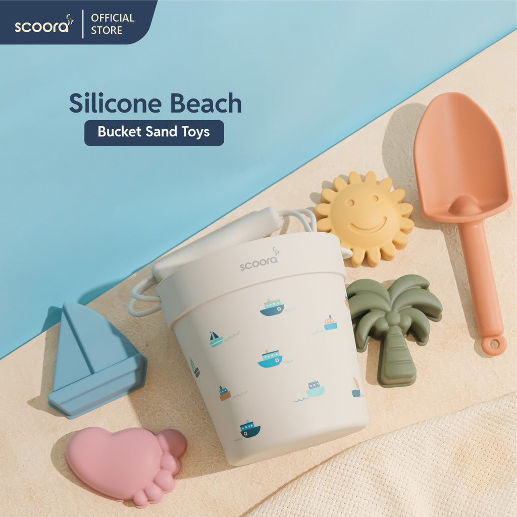 SCOORA Premium Silicone Beach Bucket Sand Toys Silikon Mainan Cetakan Pasir