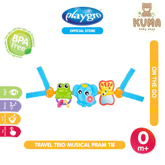 Playgro Travel Trio Musical Pram Tie - Mainan Musik Anak