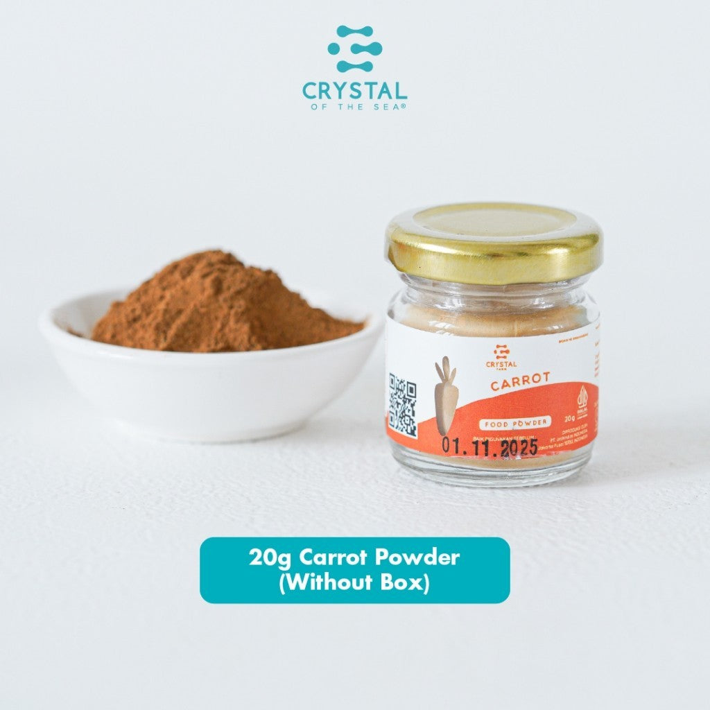 Crystal Farm | Carrot Food Powder (20gr) / Bubuk Sayuran Wortel / Bumbu MPASI Natural / Bubuk Tabur Gizi Non MSG Sehat / Vegetable Powder Vitamin Mata dan Kulit / Perisa Alami Makanan Minuman / Smoothies Juice Powder