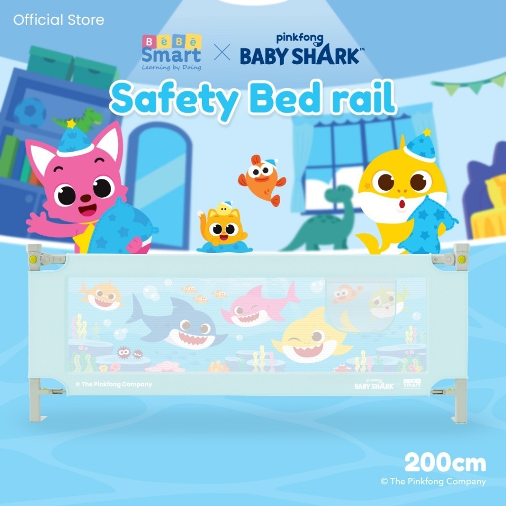 BEBE SMART Pinkfong Pink fong Pagar Pengaman Ranjang Baby Shark / Baby Bedrail / Safety Bedrail / Pagar Pembatas Kasur