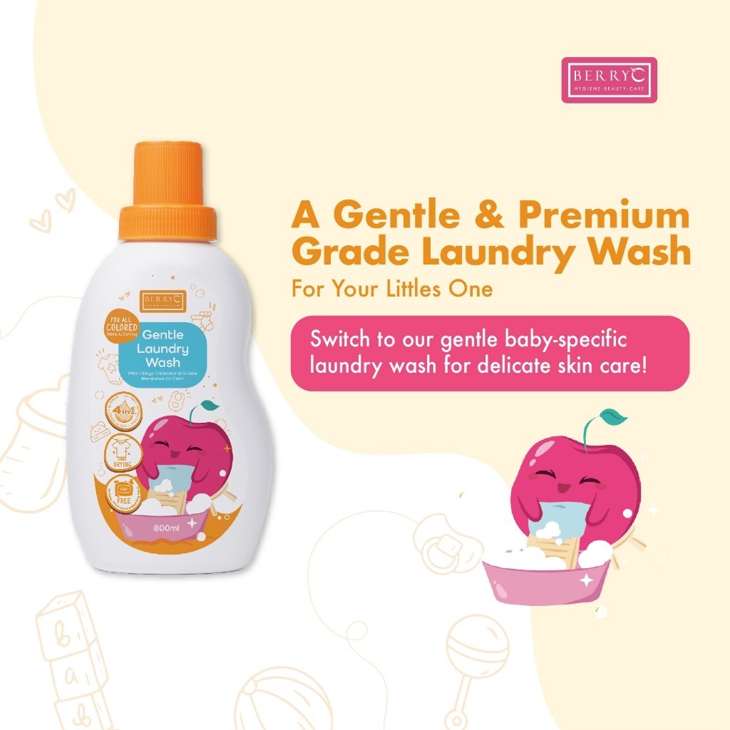BerryC Baby Gentle Laundry Wash 820G Deterjen Sabun Cuci Baju Cair Bayi Liquid Detergent