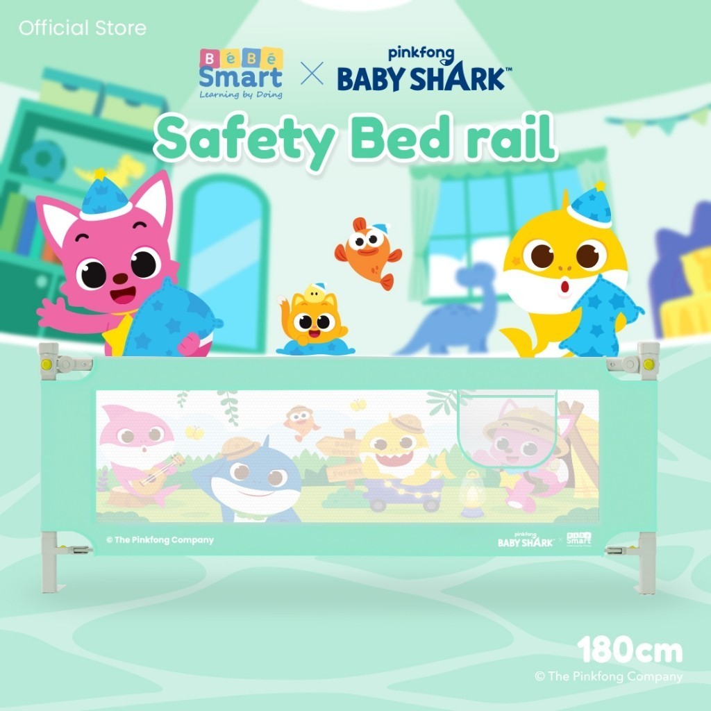 BEBE SMART Pinkfong Pink fong Pagar Pengaman Ranjang Baby Shark / Baby Bedrail / Safety Bedrail / Pagar Pembatas Kasur