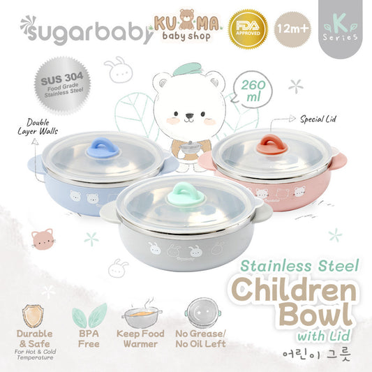 Sugar Baby Stainless Steel Children Bowl/Sugarbaby Mangkok Stainless Anak/Perlengkapan MPASI Anak