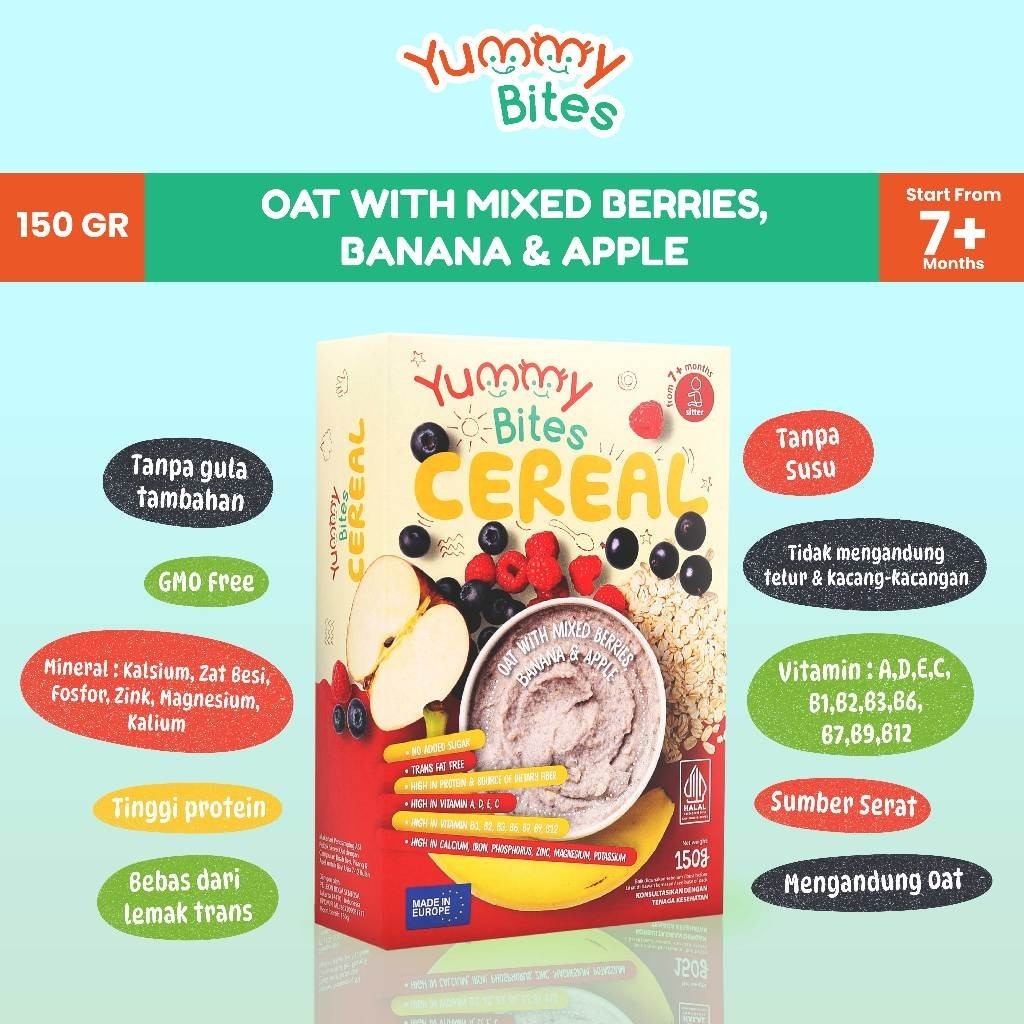 [NIKITA WILLY EXCLUSIVE] Yummy Bites Cereal 150 GR/ MPASI Baby/ Bubur Bayi Oatmeal mpasi Penambah Nafsu Makan Penambah Berat Badan BB Booster MPASI Bayi Anti GTM