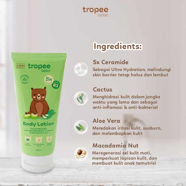Tropee Bebe Body Lotion 150ml | Melembutkan dan Melembapkan Kulit | Skincare Bayi dan Anak
