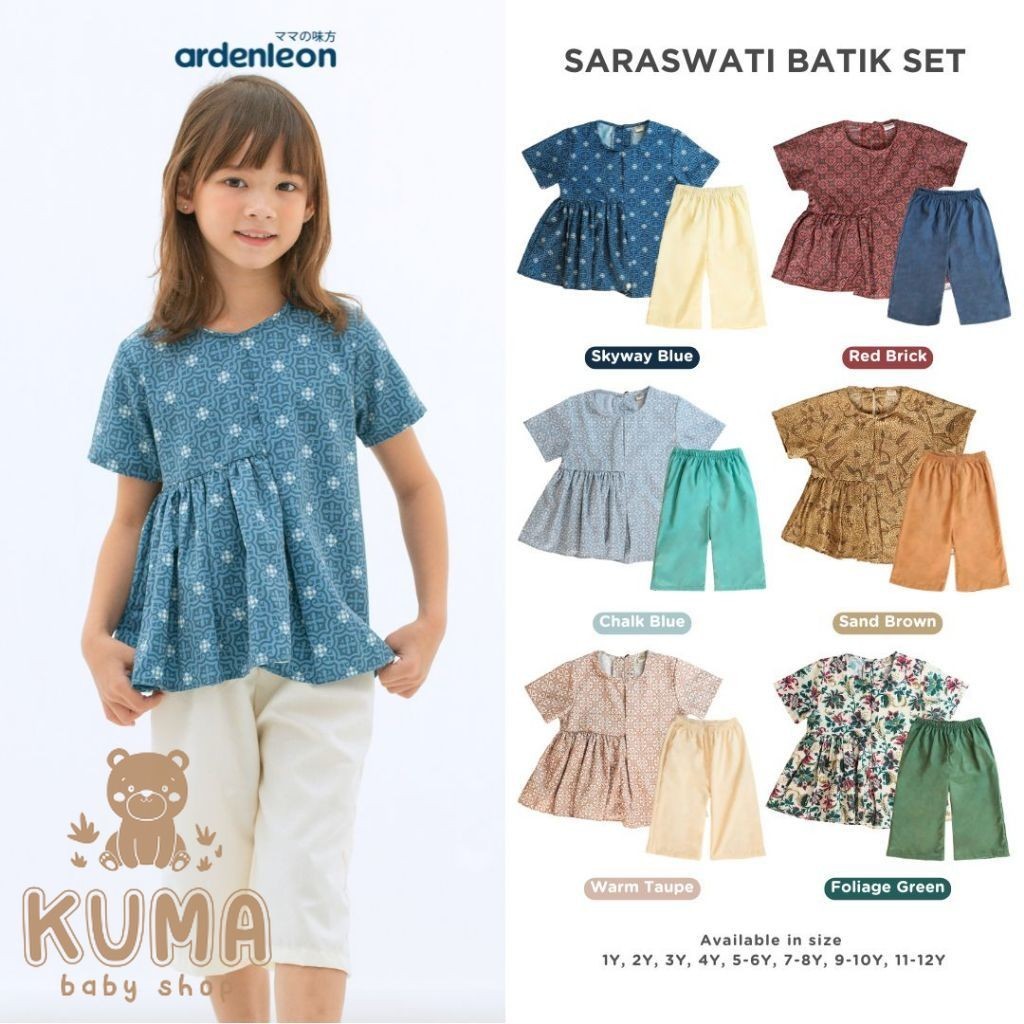ARDENLEON Setelan Anak Perempuan Saraswati Batik Set 2.0