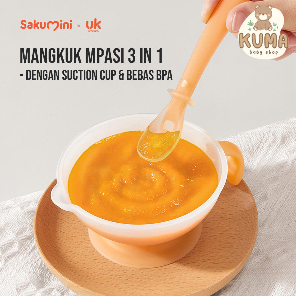 Sakumini Sunction Bowl Set Portable Multifungsi Wadah Mangkuk Mpasi Bayi Anak