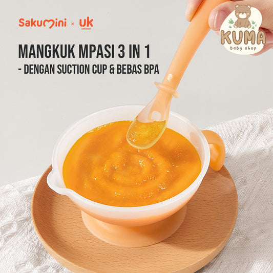 Sakumini Sunction Bowl Set Portable Multifungsi Wadah Mangkuk Mpasi Bayi Anak