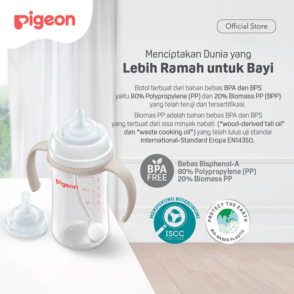 PIGEON BOTOL BPP WIDE NECK 240 W/SOFTOUCH STRAW ALL IN ONE SET Botol Minum Anak Belajar