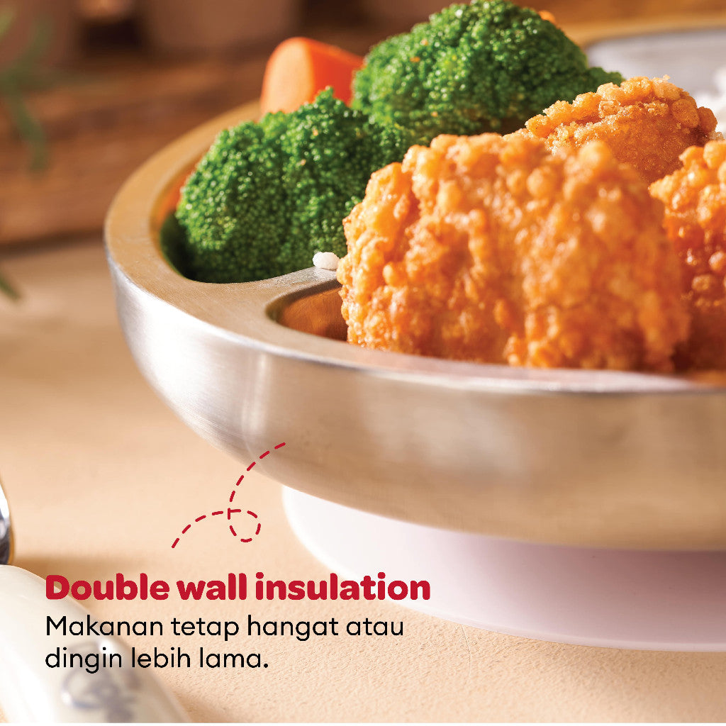 Little Dimple Pure Plate - Piring Anak Stainless Steel 3 Sekat BPA Free
