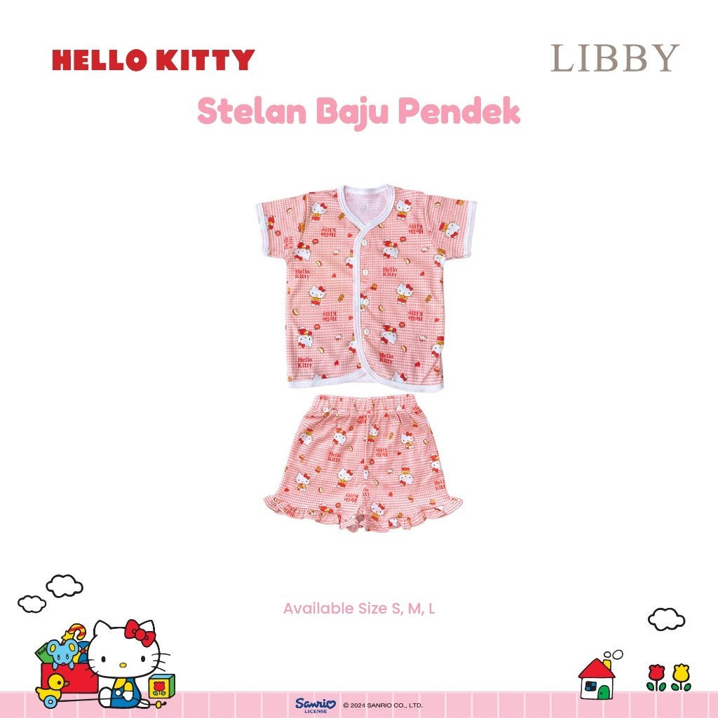 LIBBY Sanrio Setelan Piyama Baju Kancing Newborn Bayi & Anak Kecil Perempuan Kuromi Cinnamoroll Hello Kitty (1 Stel)
