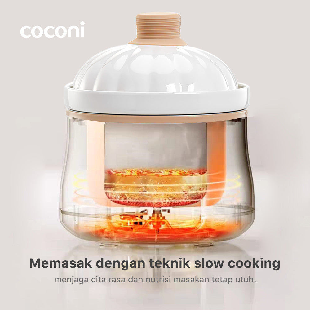 COCONI Umi Slow Cooker 1L | Slow Cooker Alat Masak Makanan Bayi Digital Alat Masak MPASI Makanan Bayi