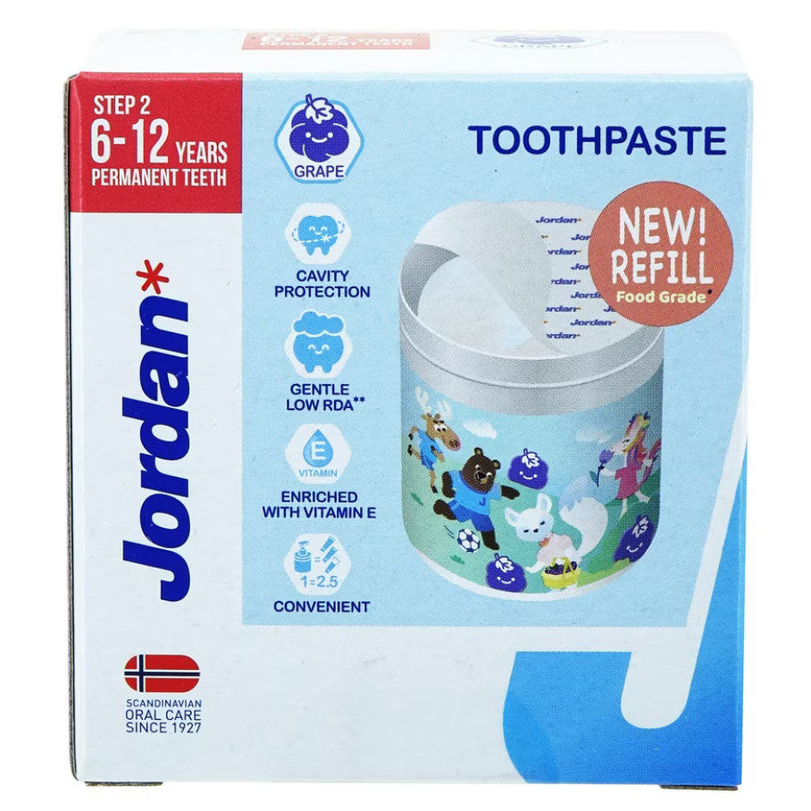Jordan Kids Toothpaste Step 2 Pump/Refill 188gr Grape Odol Pasta Gigi Anak 6 -12 Tahun