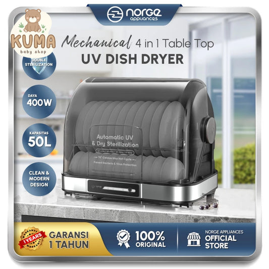 Norge 4in1 Table-top UV Dish Dryer 50L/400WATT (FREEBUBBLEWRAP) Rak Pengering dan Steril Alat Makan