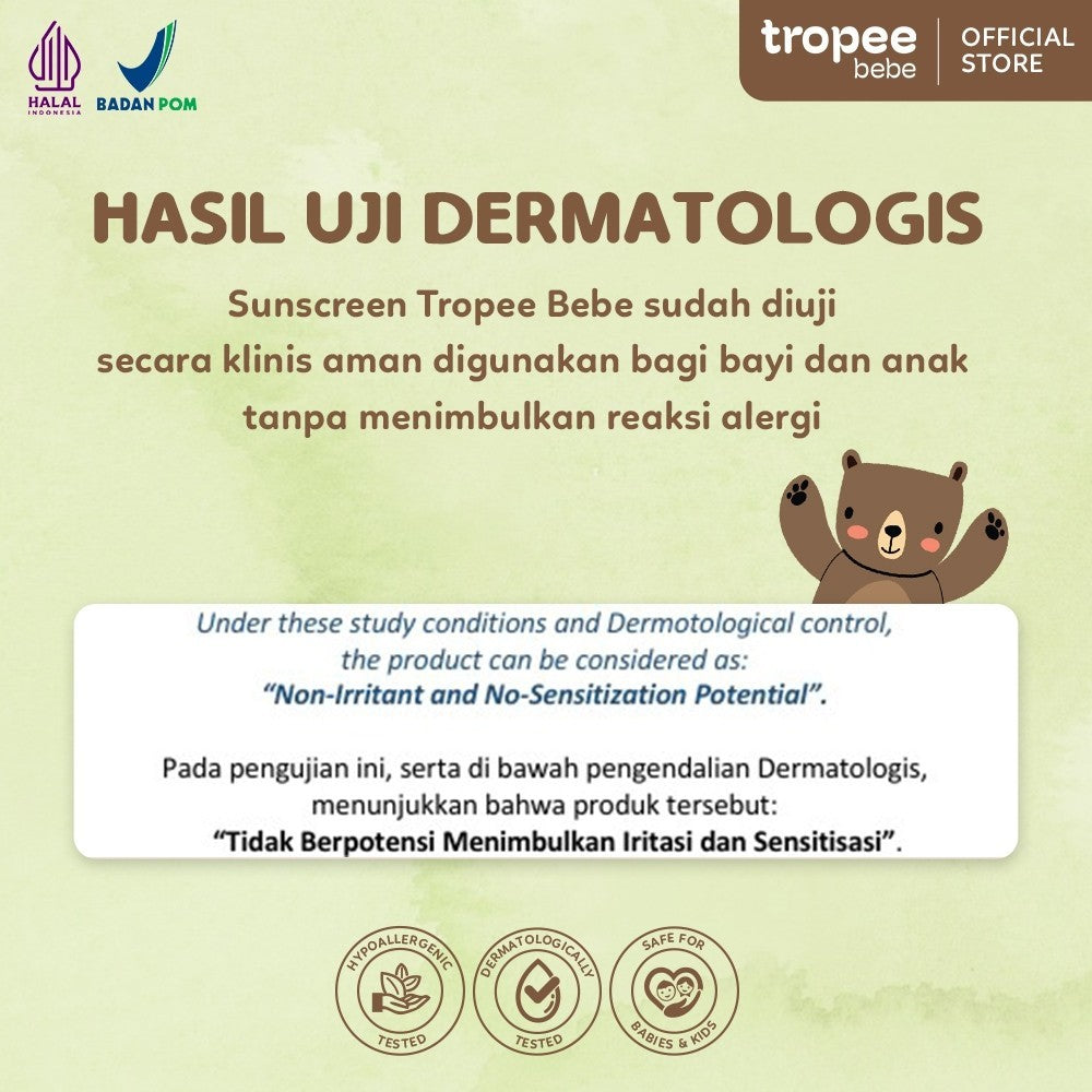 Tropee Bebe Sunscreen 30ml | Physical Sunscreen Bayi & Anak SPF 50 PA++++