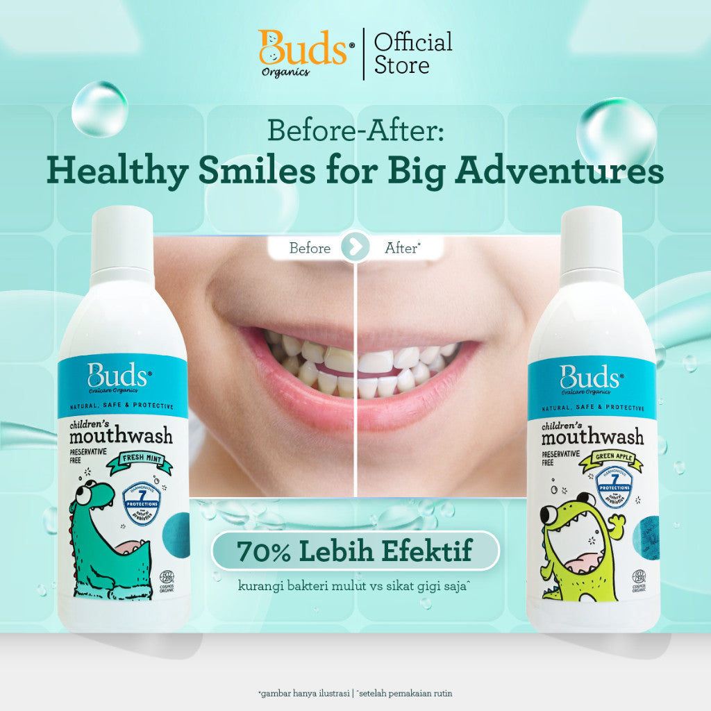 Buds Organics Mouthwash for Kids - Cairan Kumur Pencuci Mulut Antiseptik Anak Tanpa Alkohol