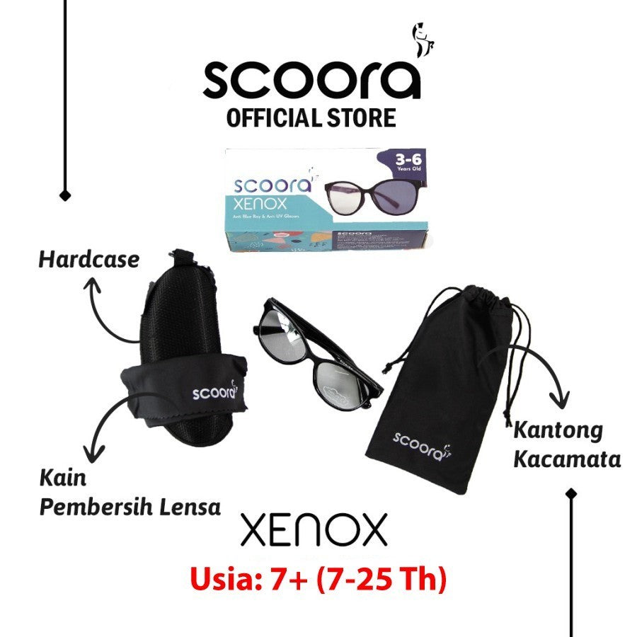 SCOORA Xenox Kacamata Usia Anak 7+ ( 7 - 25 thn ) Anti Radiasi & Anti UV - Variasi Warna
