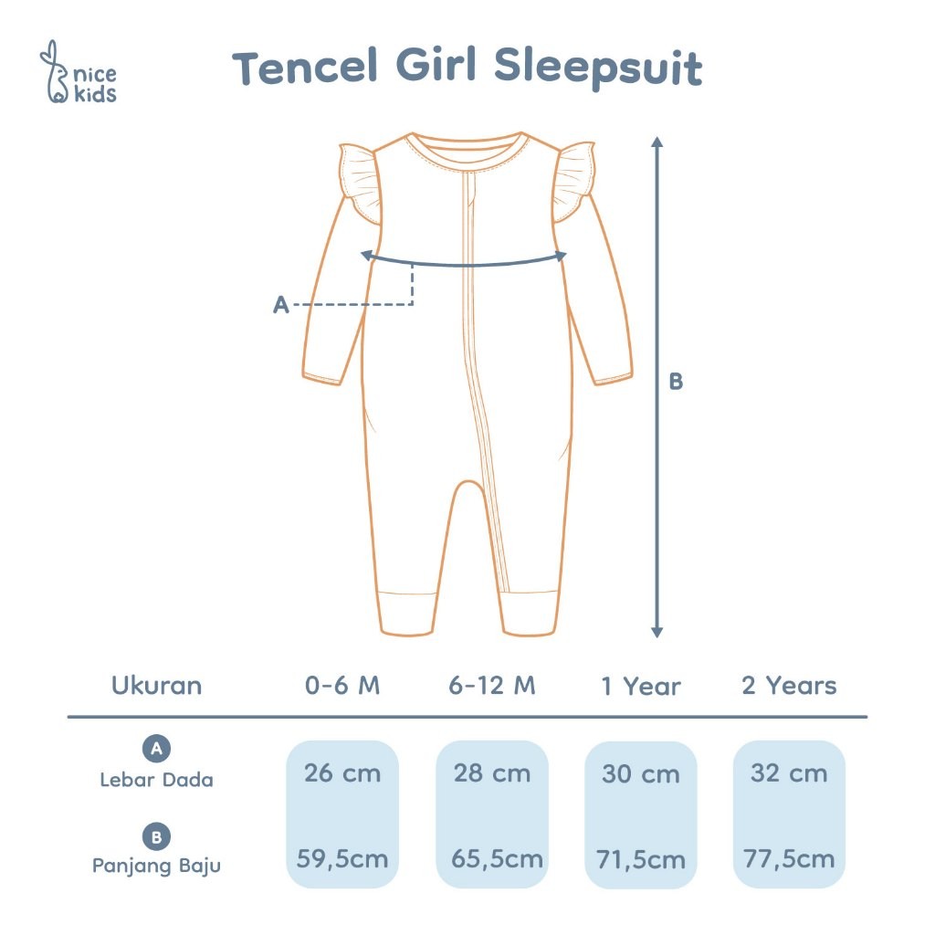 Nice Kids - Tencel Sleepsuit Girl Jumper Baby Baju Tidur Bayi Perempuan (0 Bulan-2 Tahun)