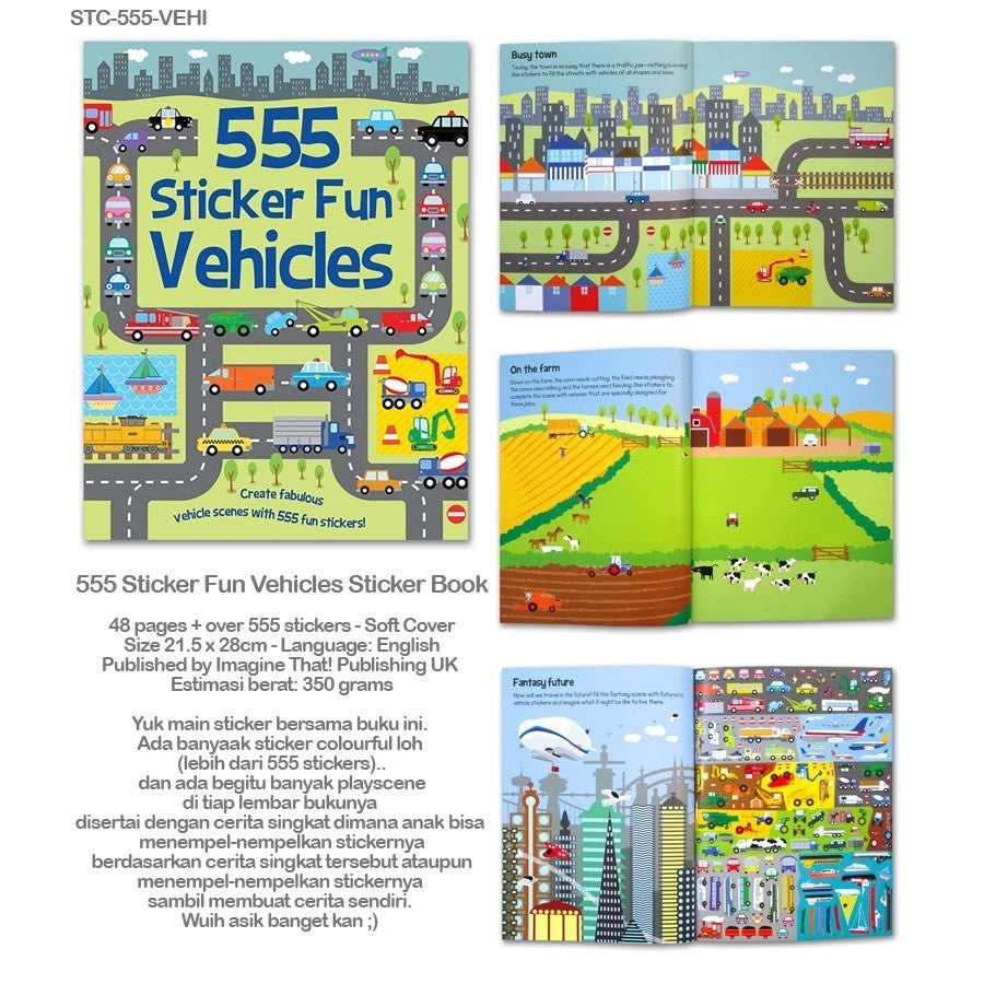 555 Sticker Fun Vehicles Sticker Book [Imagine That]