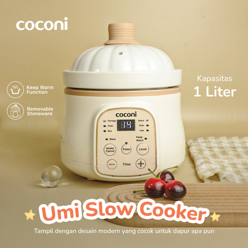 COCONI Umi Slow Cooker 1L | Slow Cooker Alat Masak Makanan Bayi Digital Alat Masak MPASI Makanan Bayi