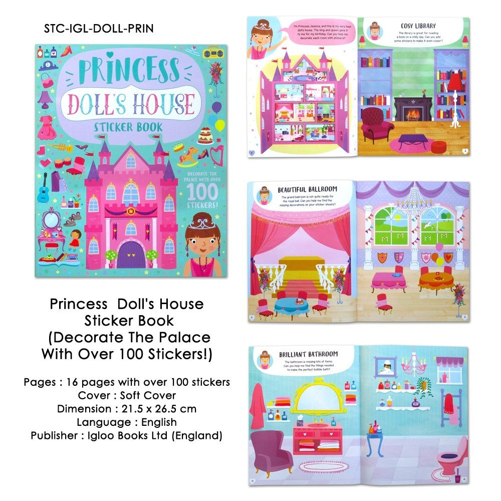 Mermaid/Ballerina/Fairy/Princess Doll's House Sticker Book (Decorate The Palace With Over 100 Stickers!) [Igloo Books]