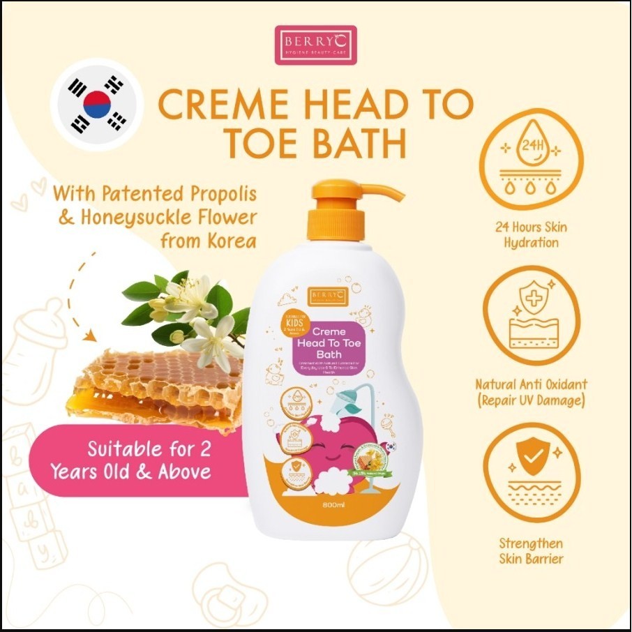 BerryC Creme Head to Toe Wash Kids Care Natural Sabun & Shampo 200GR