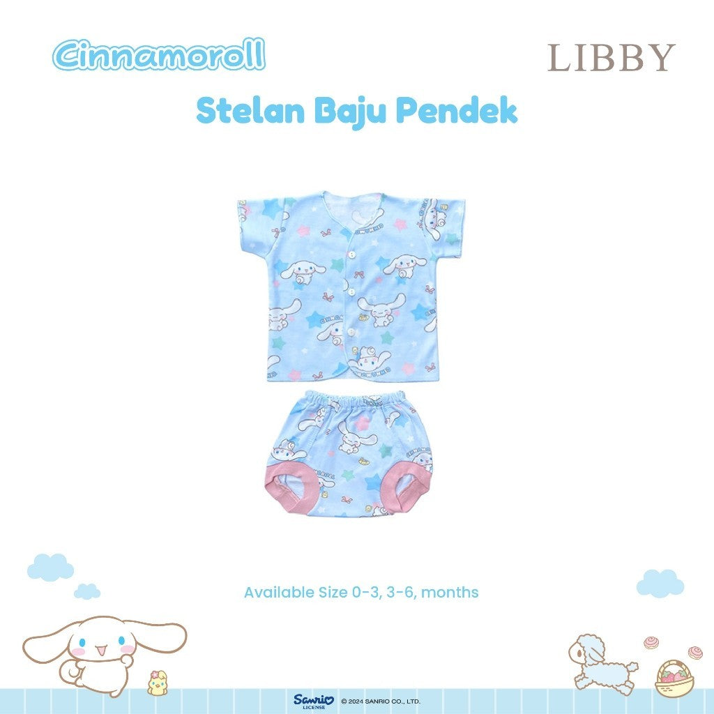 LIBBY Sanrio Setelan Piyama Baju Kancing Newborn Bayi & Anak Kecil Perempuan Kuromi Cinnamoroll Hello Kitty (1 Stel)