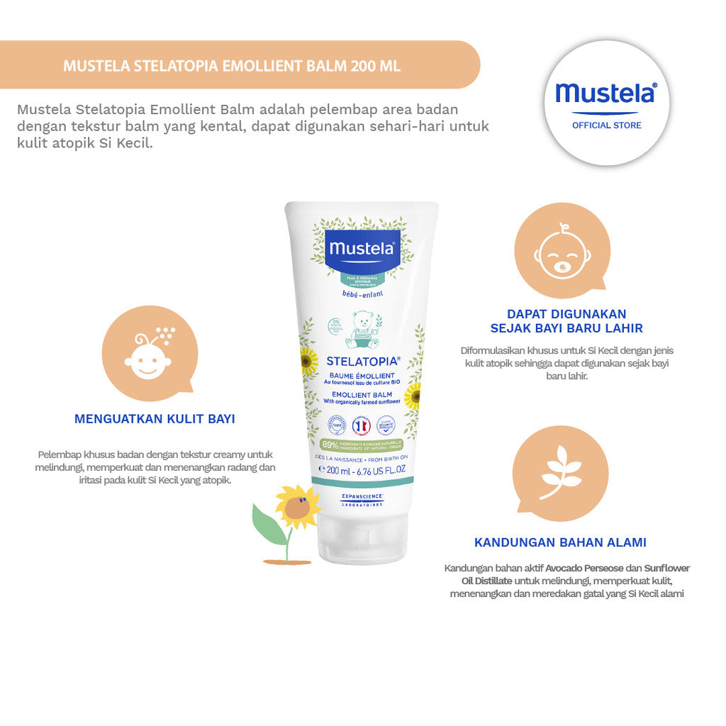Mustela Stelatopia Emollient Balm 200 ml - Lotion Bayi Kulit Atopik