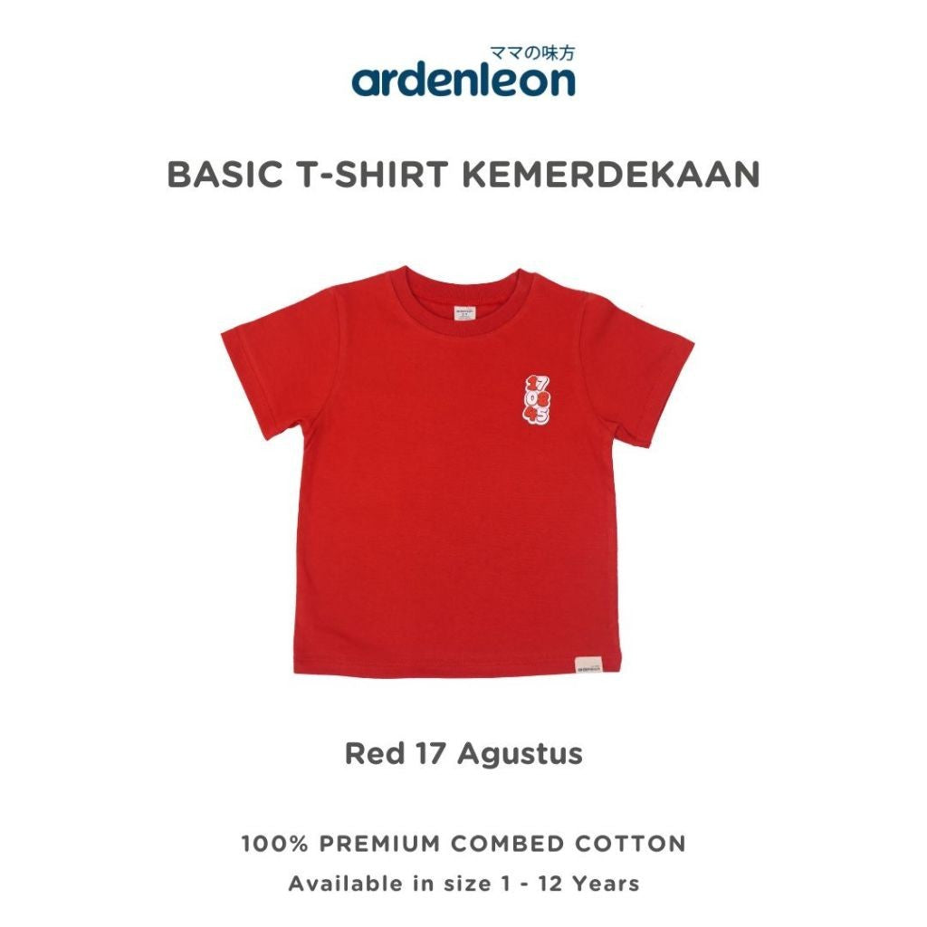 ARDENLEON Atasan Kaos Anak Basic T-Shirt Kemerdekaan 17 Agustus Indonesia