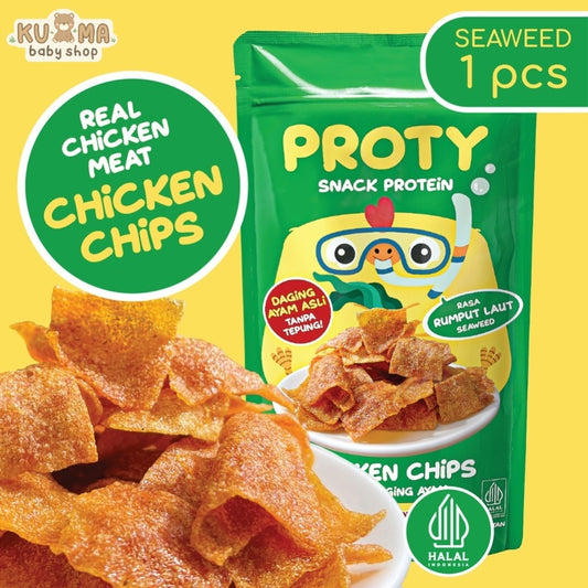 PROTY Chicken Chips Rumput Laut Seaweed (1 pcs) - Keripik Daging Ayam - Snack Cemilan Tinggi Protein