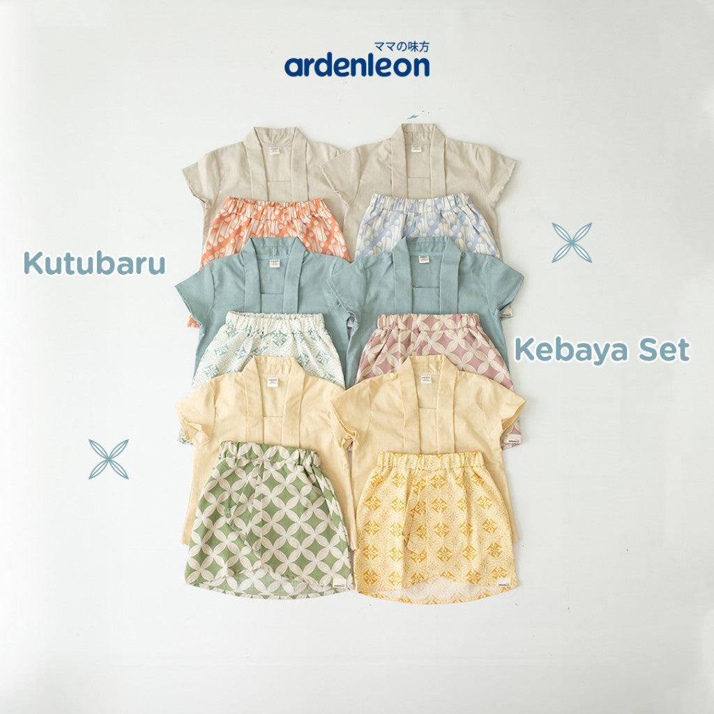 ARDENLEON Setelan Anak Perempuan Batik Kutubaru Kebaya Set