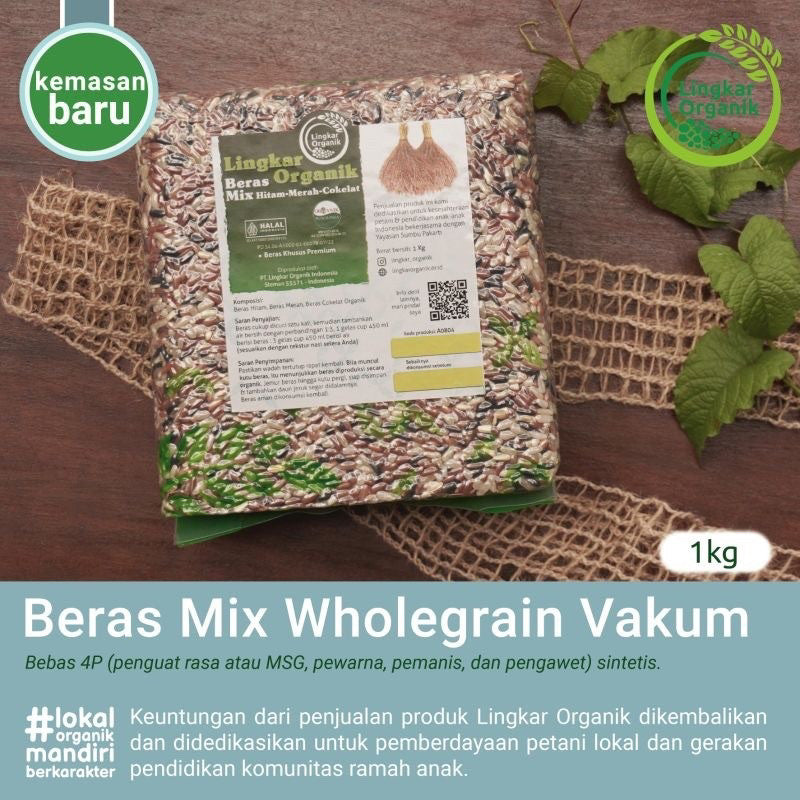 BERAS ORGANIK - 1KG | Lingkar Organik - Organic Rice MPASI | Beras Merah Hitam Cokelat