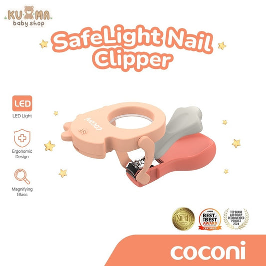 Coconi SafeLight Nail Clipper - Gunting Kuku Bayi dengan Lampu LED dan Kaca Pembesar