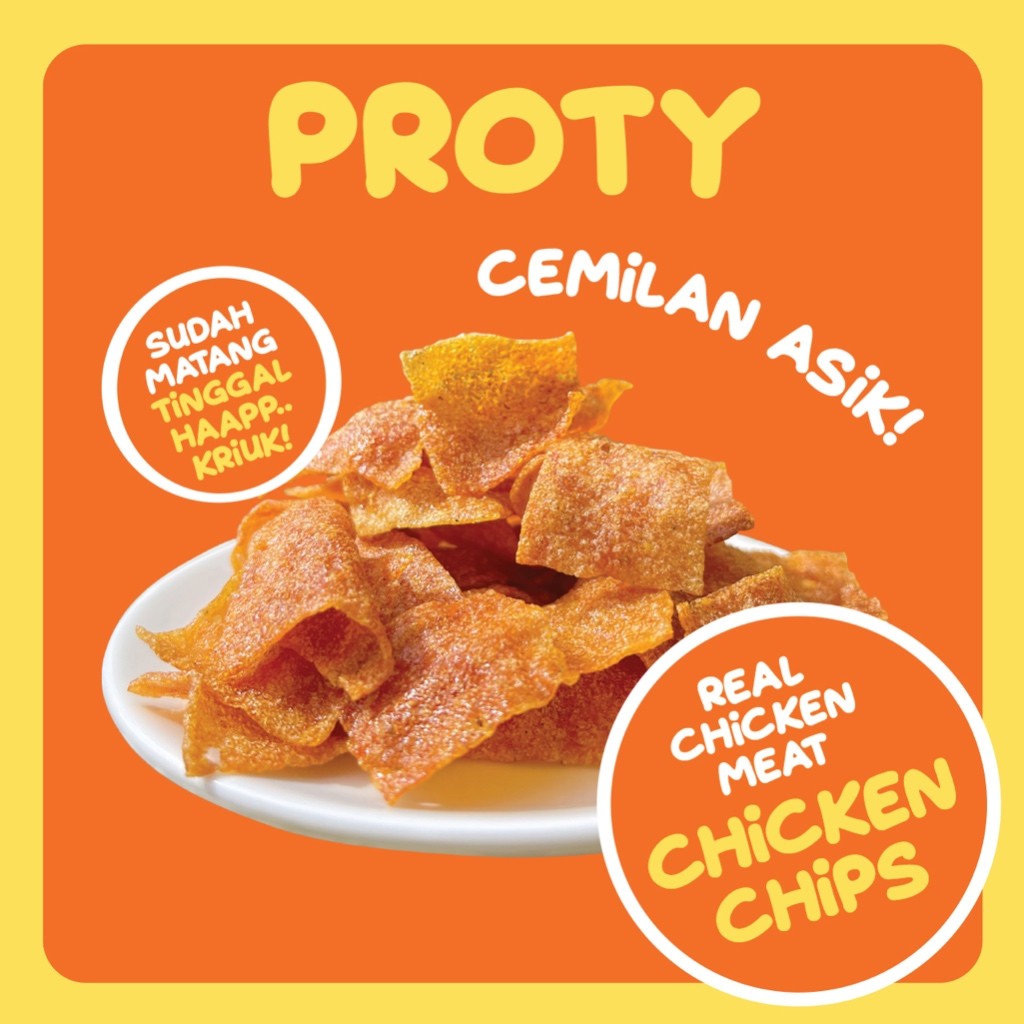 PROTY Chicken Chips Keju Cheese (1 pcs) - Keripik Daging Ayam - Snack Cemilan Tinggi Protein