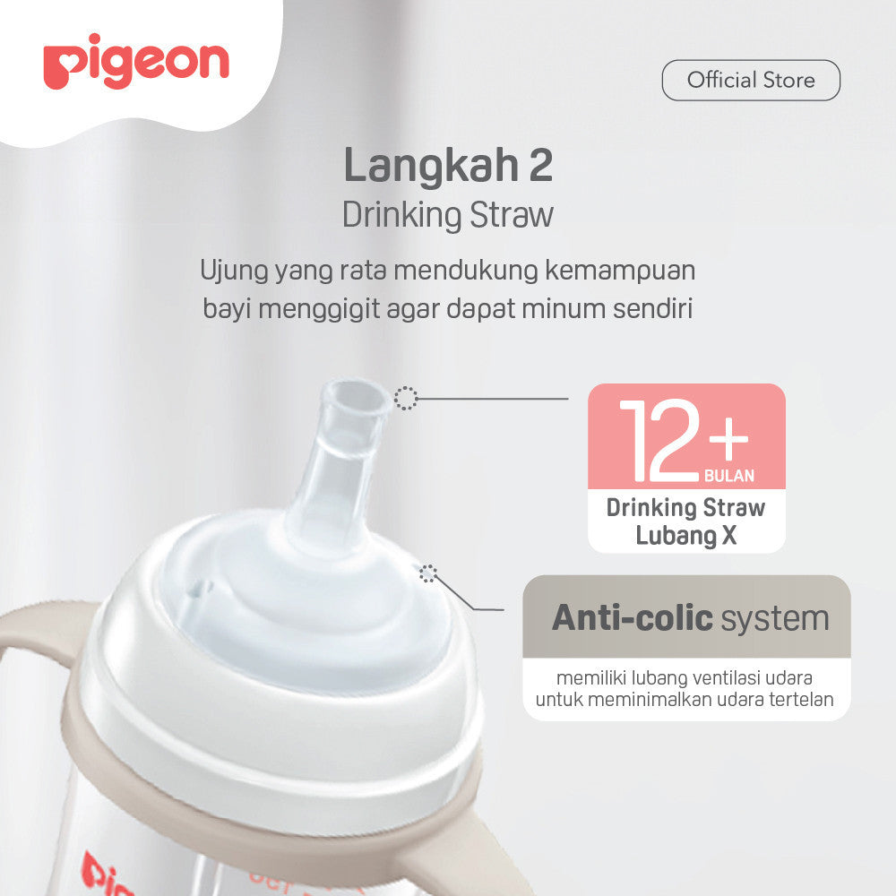 PIGEON BOTOL BPP WIDE NECK 240 W/SOFTOUCH STRAW ALL IN ONE SET Botol Minum Anak Belajar