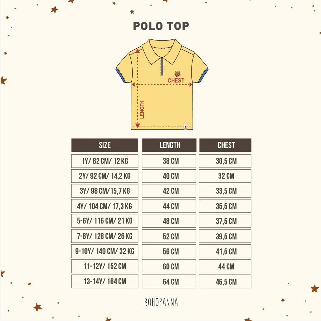 BOHOPANNA - POLO TOP - Atasan Anak Laki-Laki - Polo Boy - Kaos Polo