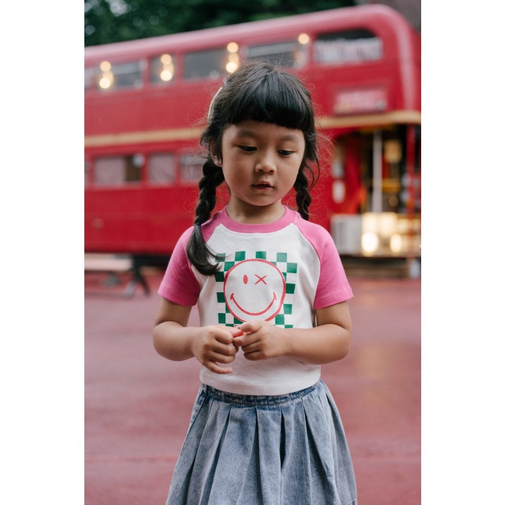 BOHOPANNA - BOHOPANNA X SMILEY - CROP TOP RAGLAN - KAOS ANAK PEREMPUAN